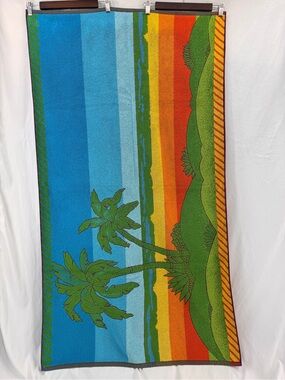 Vintage Seven Seas Tropical Palm Tree Beach Towel Retro Kitsch 70s/80s